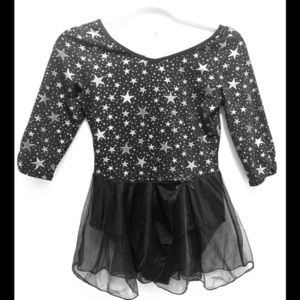 Danskin Now XL (14-16) Black w/Silver Stars
